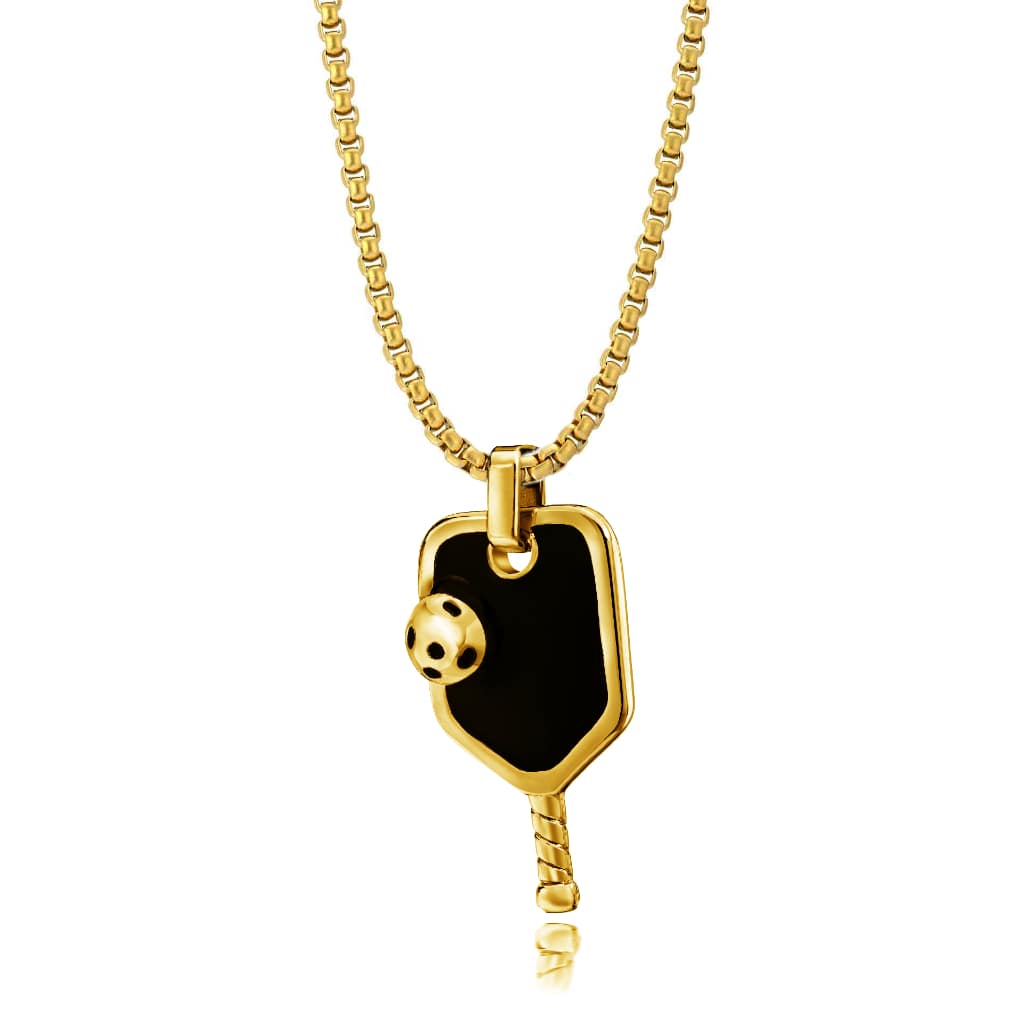 Pickleball Necklace | Paddle in Yellow Gold Plated Stainless Steel