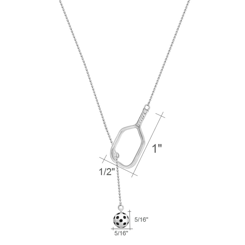 Pickleball Lariat Necklace | Open Paddle in Sterling Silver