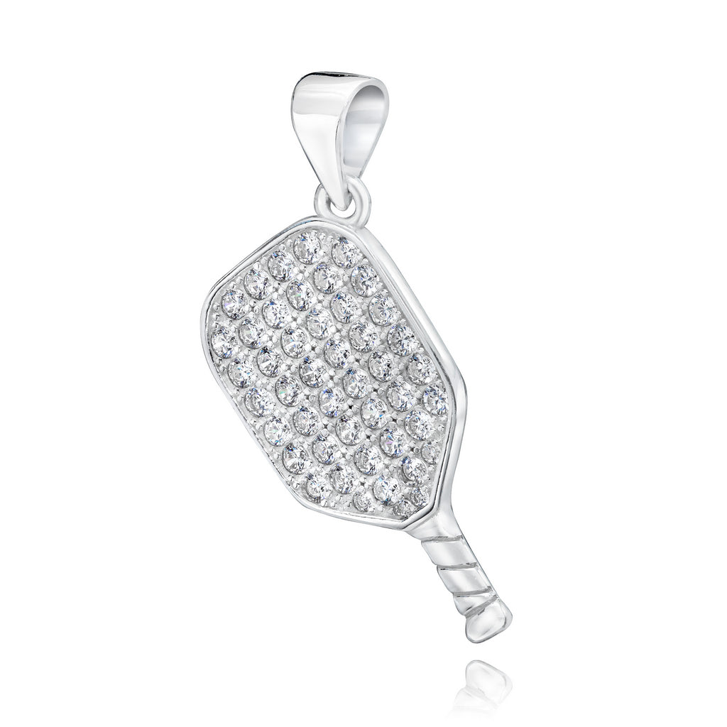 Pickleball Pendant | CZ Paddle in Sterling Silver