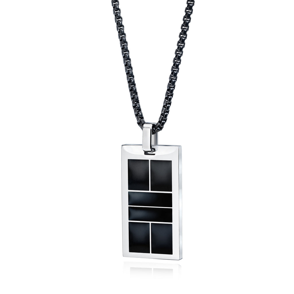 Pickleball Necklace | Court in Stainless Steel & Black Resin