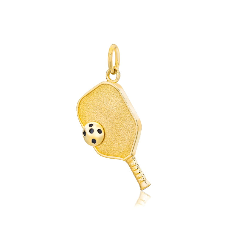 Pickleball Pendant | Paddle & Ball in Yellow Gold - Medium