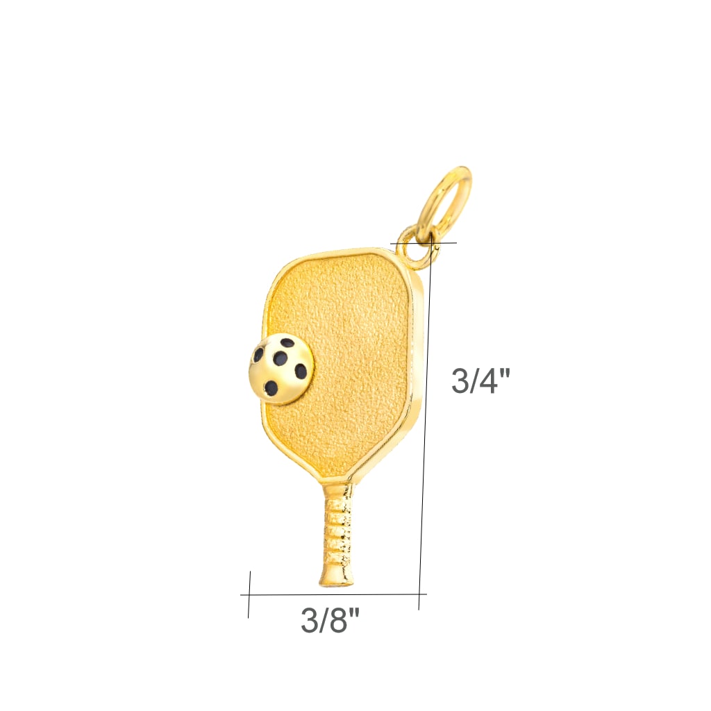 Pickleball Pendant | Paddle & Ball in 14K Yellow Gold - Medium